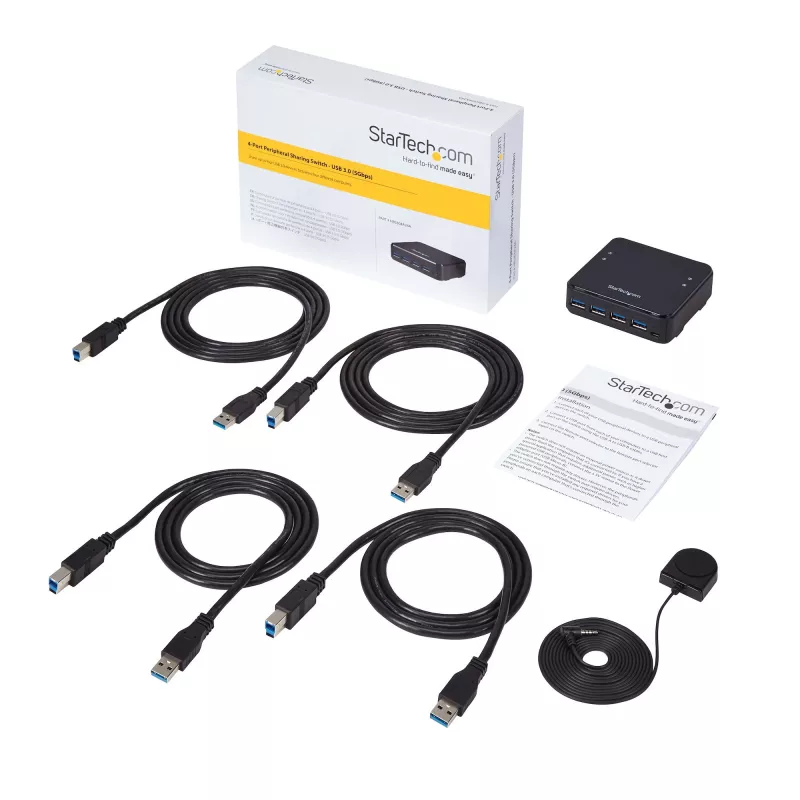 StarTech.com 4-na-4 USB 3.0 periférny prepínač, 5 Gbit/s, Micro-USB Type-B, čierny, plast, CE, FCC, REACH, 0 – 40 °C