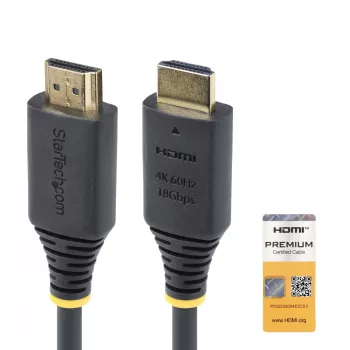 StarTech.com 1 m (3,3 ft) Premium certifikovaný vysokorýchlostný HDMI kábel, 4K 60 Hz/1440p 144 Hz, HDR10/HDCP 2.2/ARC, 18 Gbit/s, UHD HDMI 2.0 kábel pre TV/monitor/displej, TPE plášť