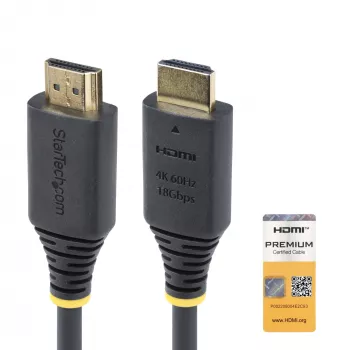 StarTech.com 50 cm Premium certifikovaný High Speed HDMI kábel, 4K 60 Hz/1440p 144 Hz, HDR10/HDCP 2.2/ARC, 18 Gbit/s, UHD HDMI 2.0 kábel pre TV/monitor/displej, TPE plášť