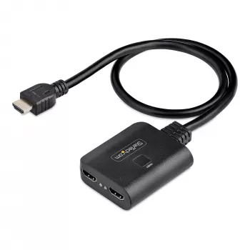 StarTech.com 2-portový HDMI splitter, 4K 60 Hz HDMI 2.0 video, 4K HDMI splitter 1 vstup 2 výstupy, 1x2 HDMI displej/výstup splitter, HDR/HDCP, 50 cm integrovaný HDMI kábel