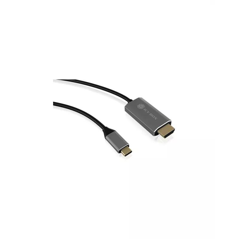Icy Box IB-CB020-C kábel USB Type-C na HDMI, 1,8 m, 4K 60 Hz, čierny/strieborný