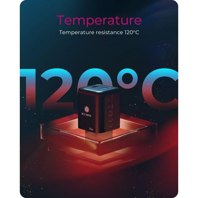 ICY BOX IB-PS1020-PD Universal čierny AC rýchlonabíjačka interiérová