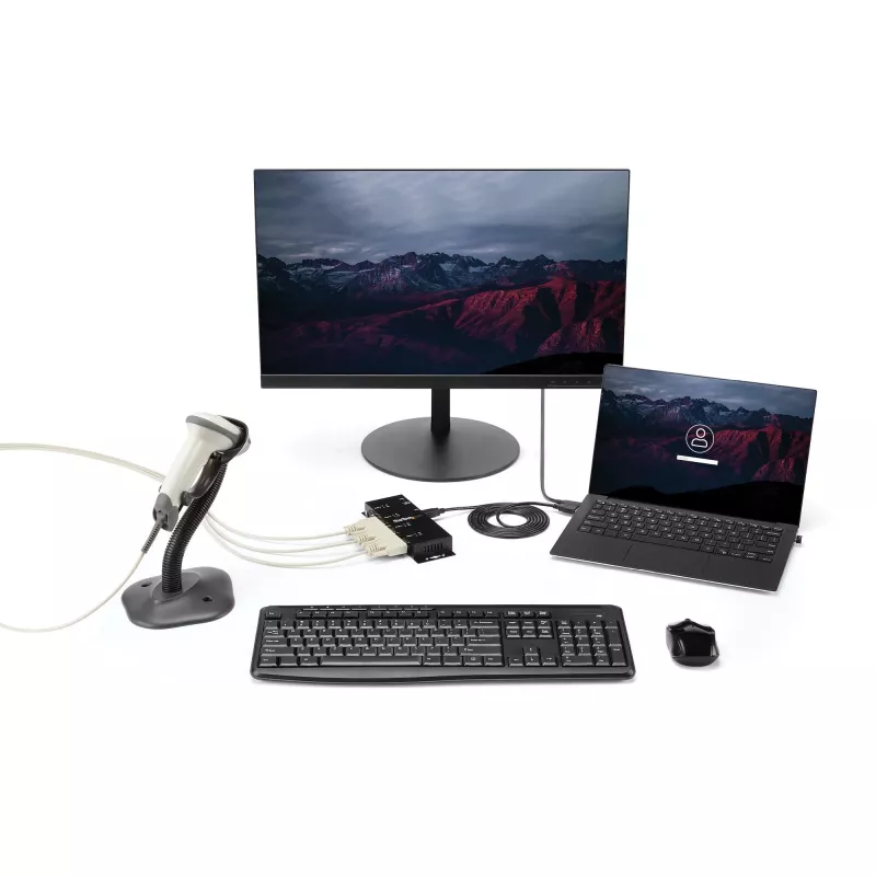 StarTech.com 4-Port USB na DB9 RS232 sériový adaptér hub – priemyselná DIN-lištová a nástenná montáž