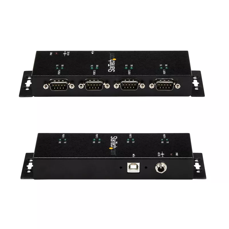 StarTech.com 4-Port USB na DB9 RS232 sériový adaptér hub – priemyselná DIN-lištová a nástenná montáž