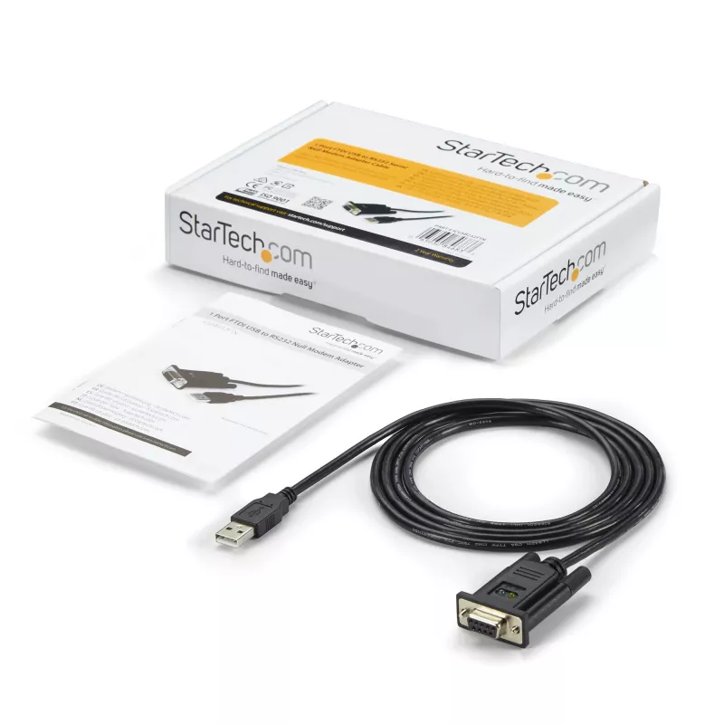StarTech.com ICUSB232FTN 1-portový adaptérový kábel z USB na sériový null modem RS232 DB9 DCE, FTDI, USB 2.0, čierny