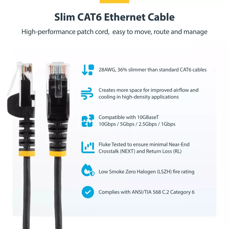 StarTech.com 3 m CAT6 kábel - tenký - rastnasenfreie RJ45 konektor samec - sivý