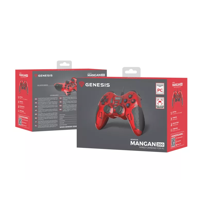 GENESIS MANGAN 200 červený USB 2.0 gamepad analógový / digitálny PC