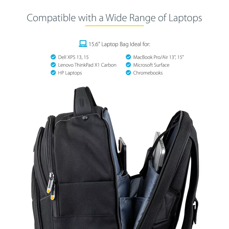 StarTech.com 15,6 palcový batoh na notebook s vyberateľným organizérom príslušenstva - profesionálny IT-tech batoh na prácu/cesty/dochádzanie - ergonomická taška na počítač - odolný balistický nylon - priehradky na notebook/tablet