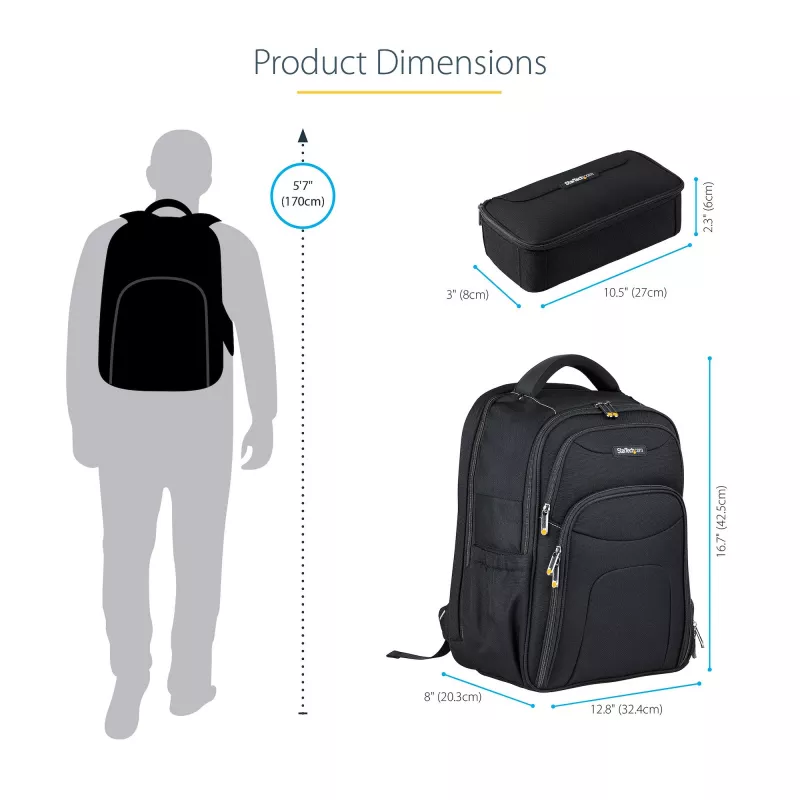 StarTech.com 15,6 palcový batoh na notebook s vyberateľným organizérom príslušenstva - profesionálny IT-tech batoh na prácu/cesty/dochádzanie - ergonomická taška na počítač - odolný balistický nylon - priehradky na notebook/tablet