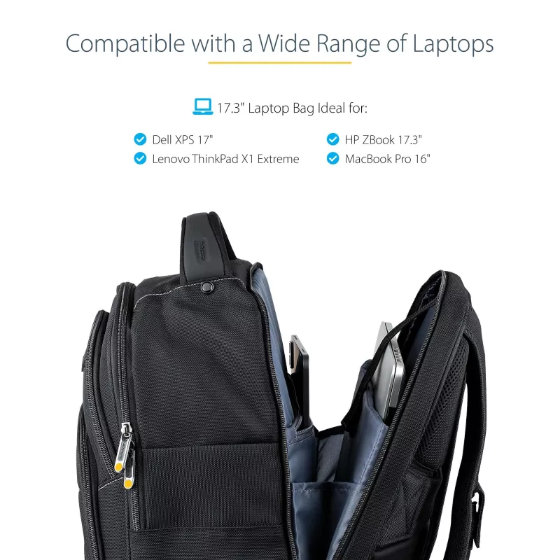 StarTech.com 17,3-palcový batoh na notebook s vyberateľným organizérom príslušenstva - profesionálny IT-tech batoh na prácu/cesty/dochádzanie - ergonomická taška na počítač - odolný balistický nylon - priehradky na notebook/tablet