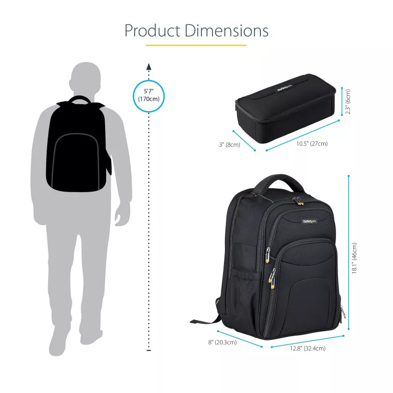 StarTech.com 17,3-palcový batoh na notebook s vyberateľným organizérom príslušenstva - profesionálny IT-tech batoh na prácu/cesty/dochádzanie - ergonomická taška na počítač - odolný balistický nylon - priehradky na notebook/tablet