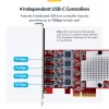 StarTech.com 4-portová USB Type-C PCIe karta, USB 3.2 10Gbps, USB-C PCI Express rozširujúca karta, 4x nezávislý USB radič, Windows/Linux/macOS, TAA-kompatibilná