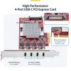 StarTech.com 4-portová USB Type-C PCIe karta, USB 3.2 10Gbps, USB-C PCI Express rozširujúca karta, 4x nezávislý USB radič, Windows/Linux/macOS, TAA-kompatibilná