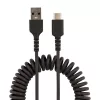 StarTech.com 1m USB-A na C nabíjací kábel, špirálový kábel, Heavy Duty, rýchle nabíjanie & synchronizácia, kvalitný USB-2.0-A na USB Type-C kábel, odolný aramidovými vláknami, dlhotrvajúci samec-samec USB kábel
