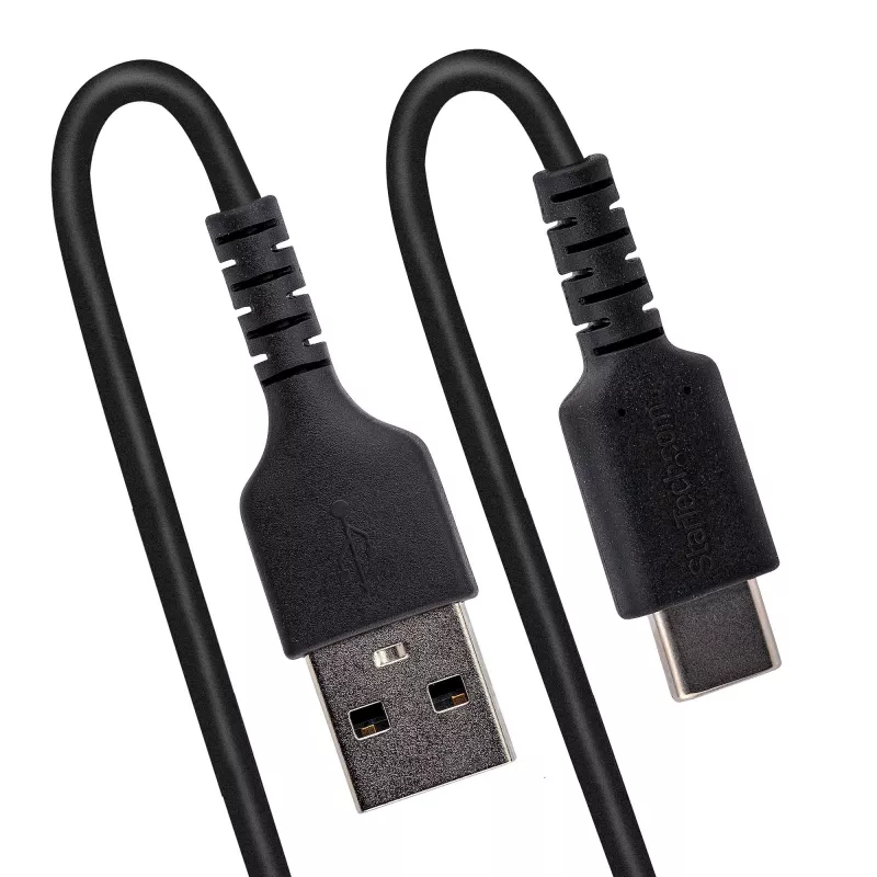StarTech.com 1m USB-A na C nabíjací kábel, špirálový kábel, Heavy Duty, rýchle nabíjanie & synchronizácia, kvalitný USB-2.0-A na USB Type-C kábel, odolný aramidovými vláknami, dlhotrvajúci samec-samec USB kábel