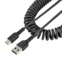 StarTech.com 50cm (20in) USB-A na C nabíjací kábel, špirálový kábel Heavy Duty rýchle nabíjanie & synchronizácia, kvalitný USB-2.0-A na USB Type-C kábel, odolný aramidovými vláknami, dlhotrvajúci samec-samec USB kábel