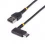 StarTech.com 1,8 m USB-A na USB-C nabíjací kábel so zahnutým konektorom – odolný rýchlonabíjací USB-C kábel – čierny, USB 2.0 A na typ C – odolný aramidovými vláknami – 3A – USB nabíjací kábel