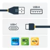 StarTech.com 1,8 m USB-A na USB-C nabíjací kábel so zahnutým konektorom – odolný rýchlonabíjací USB-C kábel – čierny, USB 2.0 A na typ C – odolný aramidovými vláknami – 3A – USB nabíjací kábel