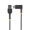 StarTech.com 1,8 m USB-A na USB-C nabíjací kábel so zahnutým konektorom – odolný rýchlonabíjací USB-C kábel – čierny, USB 2.0 A na typ C – odolný aramidovými vláknami – 3A – USB nabíjací kábel