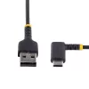 StarTech.com 1,8 m USB-A na USB-C nabíjací kábel so zahnutým konektorom – odolný rýchlonabíjací USB-C kábel – čierny, USB 2.0 A na typ C – odolný aramidovými vláknami – 3A – USB nabíjací kábel