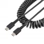 StarTech.com 1m USB-C nabíjací kábel, špirálový kábel, Heavy Duty, rýchle nabíjanie & synchronizácia, USB-2.0-Type-C kábel, odolný aramidovými vláknami, dlhotrvajúci samec-samec USB kábel, čierny