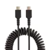StarTech.com 1m USB-C nabíjací kábel, špirálový kábel, Heavy Duty, rýchle nabíjanie & synchronizácia, USB-2.0-Type-C kábel, odolný aramidovými vláknami, dlhotrvajúci samec-samec USB kábel, čierny