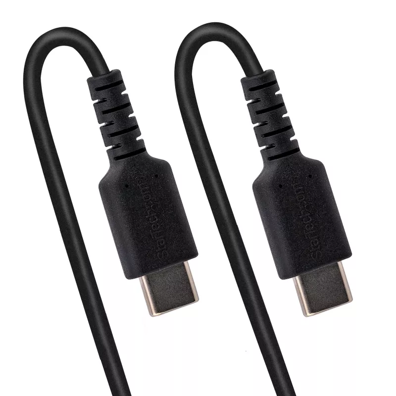 StarTech.com 1m USB-C nabíjací kábel, špirálový kábel, Heavy Duty, rýchle nabíjanie & synchronizácia, USB-2.0-Type-C kábel, odolný aramidovými vláknami, dlhotrvajúci samec-samec USB kábel, čierny