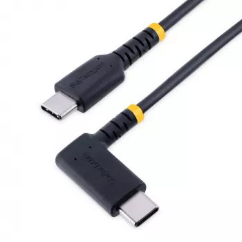 StarTech.com 1,8 m (6 ft) USB-C nabíjací kábel, zahnutý – 60 W PD 3 A – odolný USB-C rýchlonabíjací kábel – čierny, USB 2.0 Type-C – dlhotrvajúce aramidové vlákna – USB nabíjací kábel