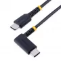 StarTech.com 30cm USB-C nabíjací kábel so zahnutým konektorom – 60W PD 3A – odolný rýchlonabíjací USB-C kábel – čierny USB 2.0 Type-C – spevnený aramidovými vláknami – USB nabíjací kábel