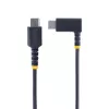 StarTech.com 30cm USB-C nabíjací kábel so zahnutým konektorom – 60W PD 3A – odolný rýchlonabíjací USB-C kábel – čierny USB 2.0 Type-C – spevnený aramidovými vláknami – USB nabíjací kábel