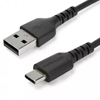 StarTech.com 1m USB-A na USB-C nabíjací kábel – odolný rýchlonabíjací a synchronizačný kábel USB 2.0 na USB Type-C – odolný TPE plášť aramidové vlákna M/M 3A čierna – Samsung S10, iPad Pro, Pixel