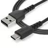 StarTech.com 1m USB-A na USB-C nabíjací kábel – odolný rýchlonabíjací a synchronizačný kábel USB 2.0 na USB Type-C – odolný TPE plášť aramidové vlákna M/M 3A čierna – Samsung S10, iPad Pro, Pixel