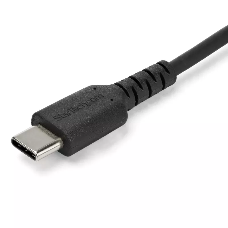 StarTech.com 2m USB A na USB C nabíjací kábel – odolný rýchlonabíjací a synchronizačný kábel USB 2.0 na USB Type-C dátový kábel – odolný TPE plášť aramidové vlákna M/M 3A čierna – Samsung S10, iPad Pro, Pixel