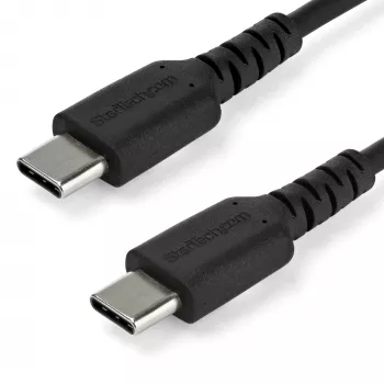StarTech.com 1m USB-C nabíjací kábel – odolný rýchlonabíjací a synchronizačný USB 2.0 Type-C na USB-C kábel pre notebook – TPE plášť aramidové vlákna M/M 60 W čierny – Samsung S10 S20 iPad Pro MS Surface