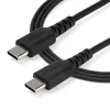 StarTech.com 1m USB-C nabíjací kábel – odolný rýchlonabíjací a synchronizačný USB 2.0 Type-C na USB-C kábel pre notebook – TPE plášť aramidové vlákna M/M 60 W čierny – Samsung S10 S20 iPad Pro MS Surface