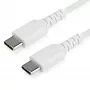 StarTech.com 1m USB-C nabíjací kábel – odolný rýchlonabíjací a synchronizačný kábel USB 2.0 Type-C na USB-C kábel pre notebook – TPE plášť aramidové vlákna M/M 60W biely – Samsung S10 S20 iPad Pro MS Surface