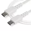 StarTech.com 1m USB-C nabíjací kábel – odolný rýchlonabíjací a synchronizačný kábel USB 2.0 Type-C na USB-C kábel pre notebook – TPE plášť aramidové vlákna M/M 60W biely – Samsung S10 S20 iPad Pro MS Surface
