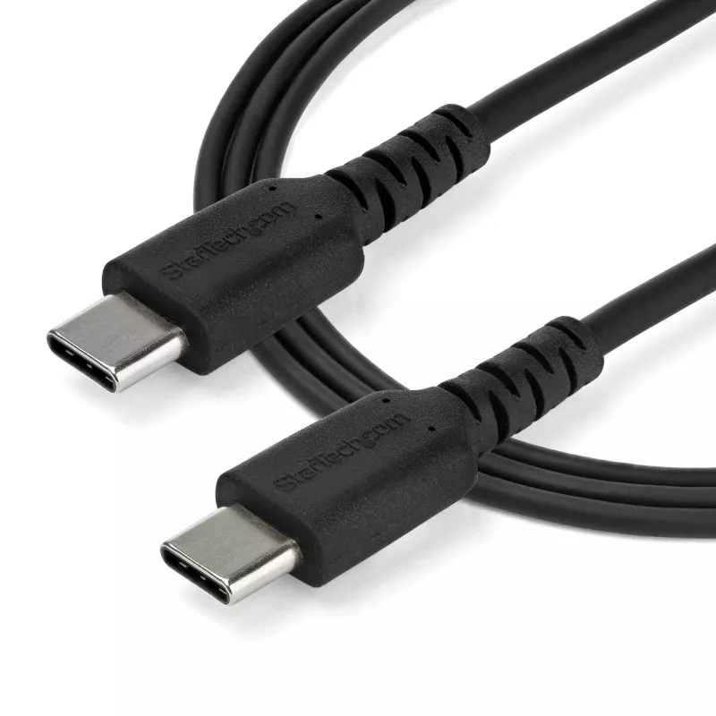 StarTech.com 2 m USB-C nabíjací kábel – odolný rýchlonabíjací a synchronizačný kábel USB 2.0 Type-C na USB C kábel pre notebook – TPE plášť aramidové vlákna M/M 60 W čierny – Samsung S10 S20 iPad Pro MS Surface