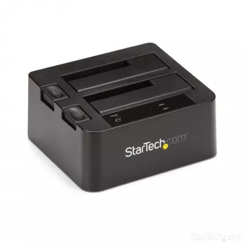 StarTech.com Dual-Bay USB 3.2 Gen 2 na SATA dokovacia stanica pre pevné disky, USB 10Gbps dok pre pevné disky, externá 2,5/3,5 palcová SATA I/II/III SSD/HDD dokovacia stanica, hot-swap vkladanie pevných diskov, vrchné vkladanie