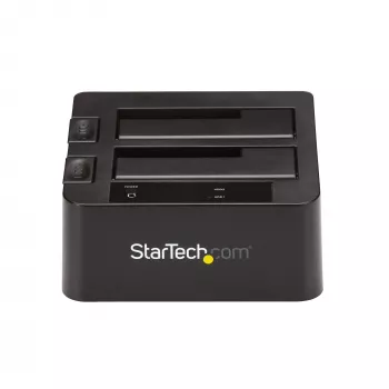 StarTech.com Dual-Bay USB 3.2 Gen 2 na SATA dokovacia stanica pre pevné disky, USB 10Gbps dok pre pevné disky, externá 2,5/3,5 palcová SATA I/II/III SSD/HDD dokovacia stanica, hot-swap vkladanie pevných diskov, vrchné vkladanie