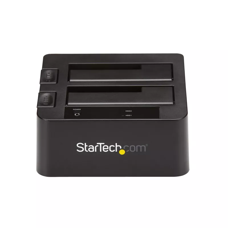 StarTech.com Dual-Bay USB 3.2 Gen 2 na SATA dokovacia stanica pre pevné disky, USB 10Gbps dok pre pevné disky, externá 2,5/3,5 palcová SATA I/II/III SSD/HDD dokovacia stanica, hot-swap vkladanie pevných diskov, vrchné vkladanie