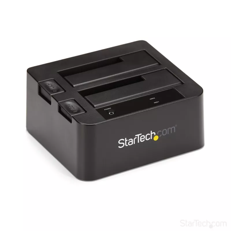 StarTech.com Dual-Bay USB 3.2 Gen 2 na SATA dokovacia stanica pre pevné disky, USB 10Gbps dok pre pevné disky, externá 2,5/3,5 palcová SATA I/II/III SSD/HDD dokovacia stanica, hot-swap vkladanie pevných diskov, vrchné vkladanie