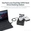 StarTech.com Dual-Bay USB 3.2 Gen 2 na SATA dokovacia stanica pre pevné disky, USB 10Gbps dok pre pevné disky, externá 2,5/3,5 palcová SATA I/II/III SSD/HDD dokovacia stanica, hot-swap vkladanie pevných diskov, vrchné vkladanie