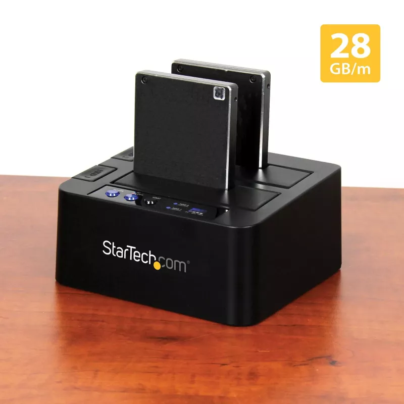 StarTech.com samostatný duplikátor pevných diskov, Dual-Bay HDD/SSD kloner/kopírovač, USB 3.1 (10 Gbit/s) na SATA III HDD/SSD dokovacia stanica, dok duplikátora pevných diskov, kloner pevných diskov