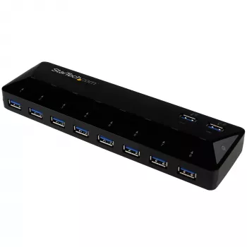 StarTech.com 10-portový USB 3.0 hub s nabíjacími a synchronizačnými portami – 2 x 1,5A porty~10-portový USB 3.0 hub s nabíjacími a synchronizačnými portami – 5Gbps – 2 x 1,5A porty