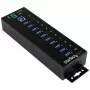 StarTech.com 10-portový priemyselný USB 3.0 hub – ESD a prepäťová ochrana~10-portový USB 3.0 hub – 5 Gbit/s – priemyselný kovový USB-A hub s ESD a prepäťovou ochranou – montáž na DIN lištu, stenu alebo stôl – TAA-kompatibilný USB rozširujúci hub