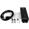 StarTech.com 10-portový priemyselný USB 3.0 hub – ESD a prepäťová ochrana~10-portový USB 3.0 hub – 5 Gbit/s – priemyselný kovový USB-A hub s ESD a prepäťovou ochranou – montáž na DIN lištu, stenu alebo stôl – TAA-kompatibilný USB rozširujúci hub