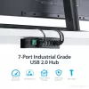 StarTech.com ST7200USBM priemyselný 7-portový USB 2.0 hub, kovové puzdro, ochrana ESD a proti prepätiu, montáž na DIN lištu/stenu/stôl, 7–24 V DC, v súlade s TAA, čierny
