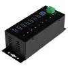StarTech.com 7-portový priemyselný USB 3.0 hub s ESD ochranou~7-portový USB 3.0 hub (5Gbps) - priemyselný kovový USB-A hub s ESD ochranou a 350W prepäťovou ochranou - montáž na DIN lištu, stenu alebo stôl - TAA-kompatibilný USB rozširujúci hub