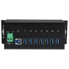 StarTech.com 7-portový priemyselný USB 3.0 hub s ESD ochranou~7-portový USB 3.0 hub (5Gbps) - priemyselný kovový USB-A hub s ESD ochranou a 350W prepäťovou ochranou - montáž na DIN lištu, stenu alebo stôl - TAA-kompatibilný USB rozširujúci hub